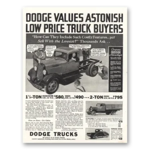 1933 Dodge Trucks Print Ad | Values Astonish