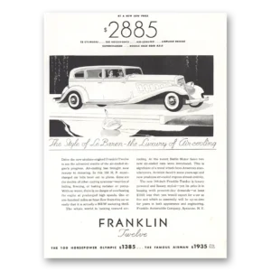 1933 Franklin Automobile Print Ad | Twelve Style