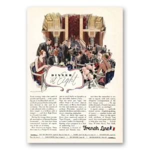 1933 French Line Print Ad | Dinner Eight