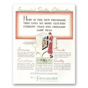 1933 Frigidaire Refrigerator Print Ad | Electric Current