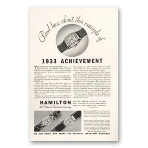 1933 Hamilton Watch Print Ad | Achievement