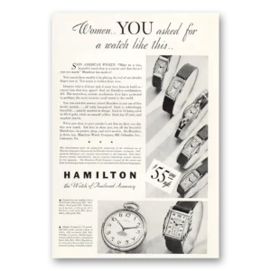 1933 Hamilton Watch Print Ad | Women Asked