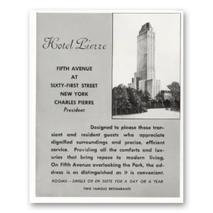 1933 Hotel Pierre Print Ad | Fifth Avenue