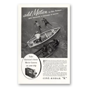 1933 Cine Kodak K Camera Print Ad | Movie Camera