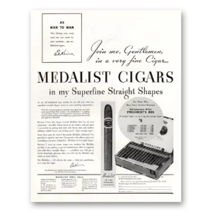 1933 Medalist Cigars Print Ad | Man To Man