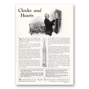 1933 Metropolitan Life Insurance Print Ad | Clocks Hearts