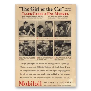1933 Mobiloil Print Ad | Clark Gable