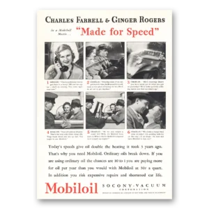 1933 Mobiloil Print Ad | Charles Farrell