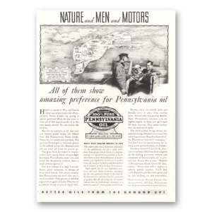 1933 Pennsylvania Motor Oil Print Ad | Men Motors