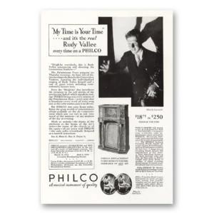1933 Philco Radio Print Ad | Rudy Vallee