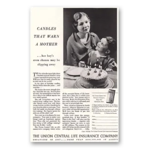 1933 Union Central Life Insurance Print Ad | Warn Mother