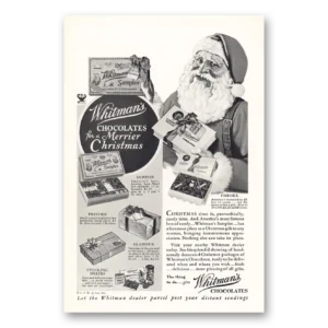 1933 Whitmans Chocolates Print Ad | Santa Claus