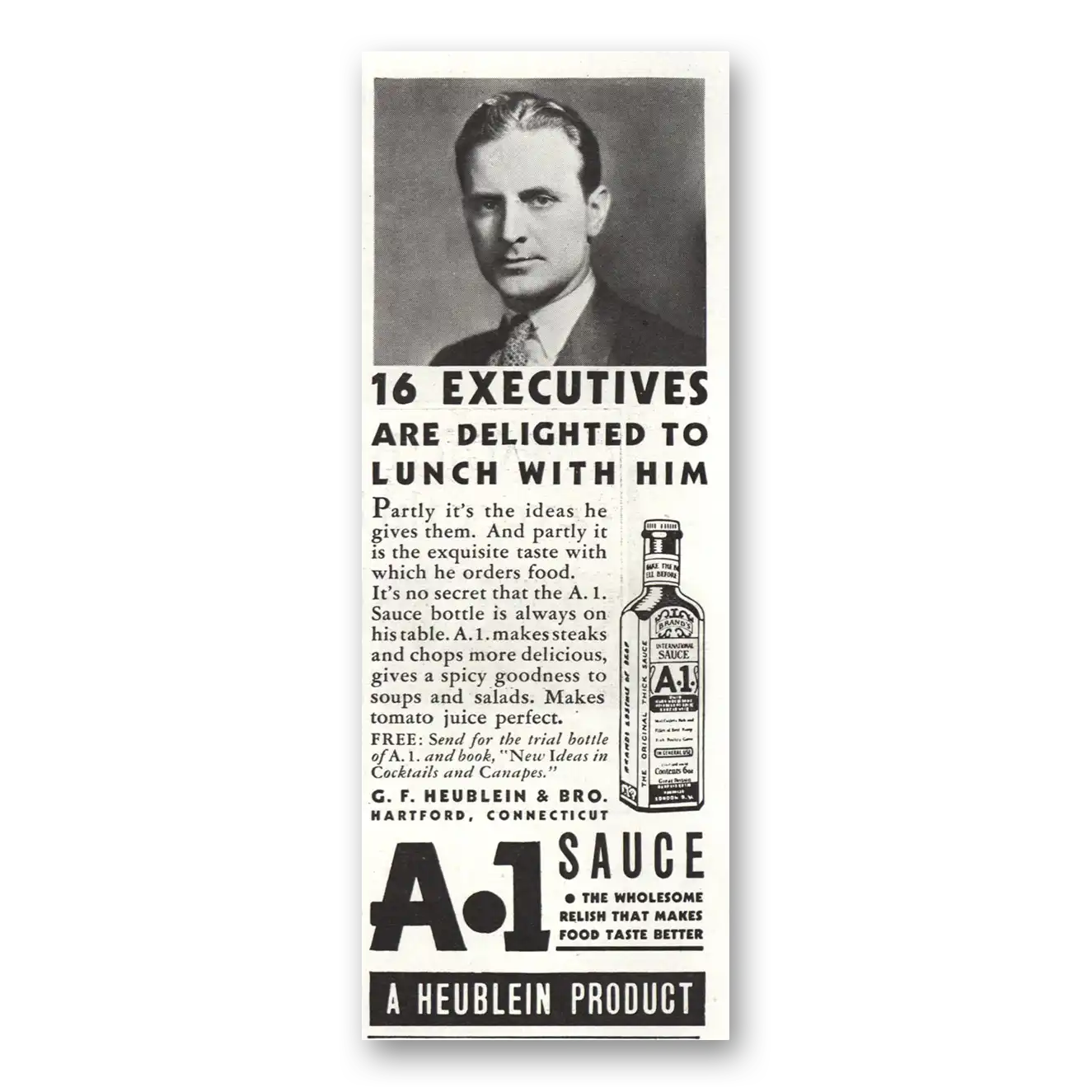 1934 A1 Sauce Print Ad | Executives