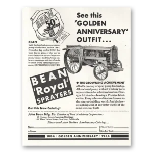 1934 Bean Royal Sprayer Print Ad | Golden Anniversary