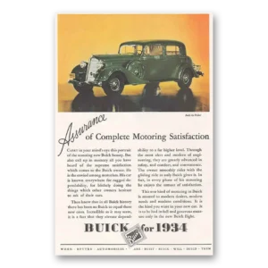 1934 Buick Print Ad | Assurance Complete