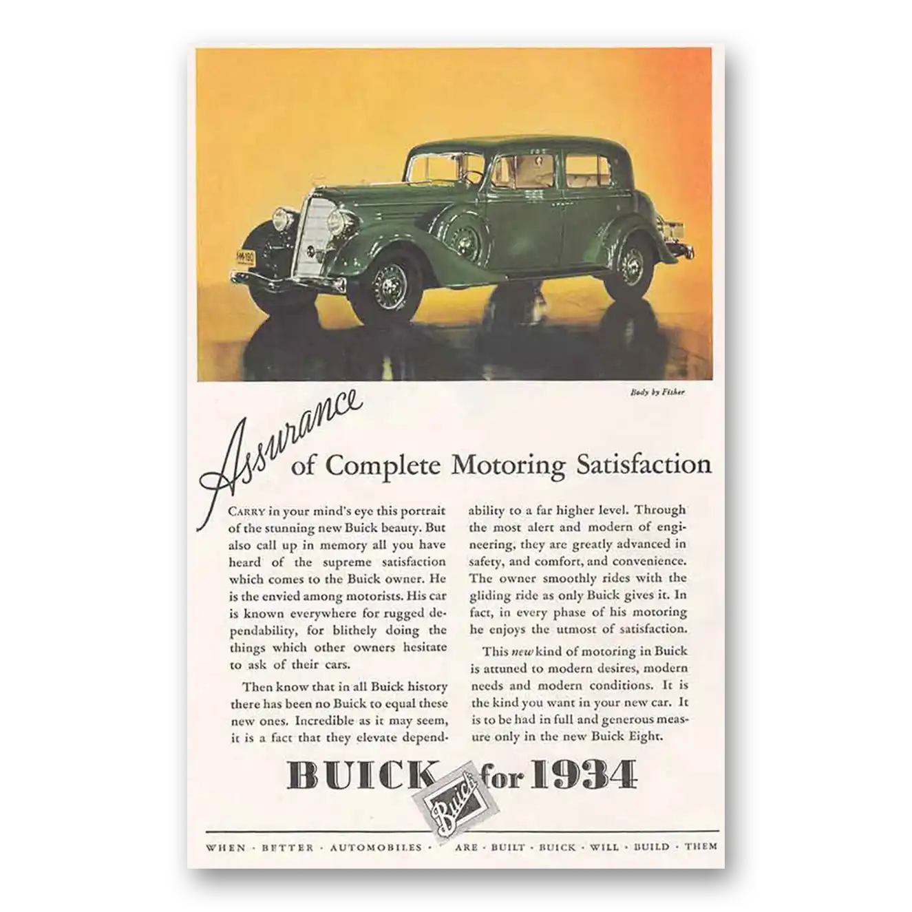 1934 Buick Print Ad | Assurance Complete