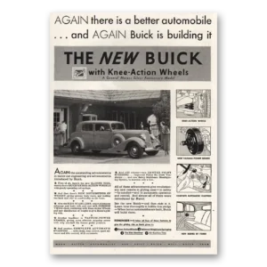 1934 Buick Print Ad | Knee Action Wheels