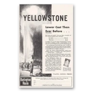 1934 Burlington Route Print Ad | Yellowstone