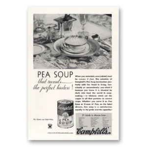 1934 Campbells Pea Soup Print Ad | Reveals Perfect