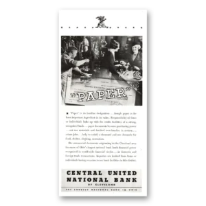 1934 Central United National Bank Print Ad | Paper