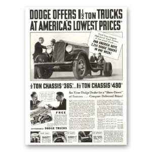 1934 Dodge Trucks Print Ad | Lowest Prices