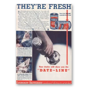 1934 Eveready Batteries Print Ad | Fresh Date Line