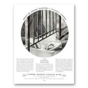 1934 Farmers Deposit National Bank Print Ad | Banking Industry