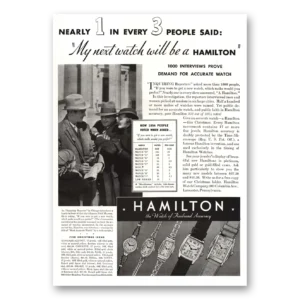 1934 Hamilton Watch Print Ad | Next Watch