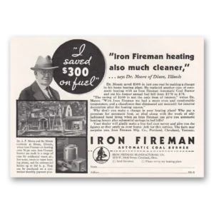 1934 Iron Fireman Print Ad | Much Cleaner