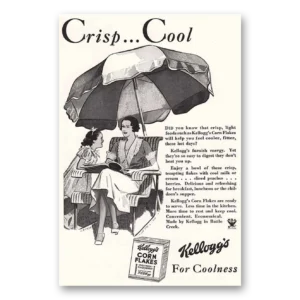 1934 Kelloggs Corn Flakes Print Ad | Crisp Cool