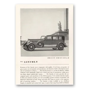 1934 Lincoln Brunn Brougham Print Ad | Never Compromise