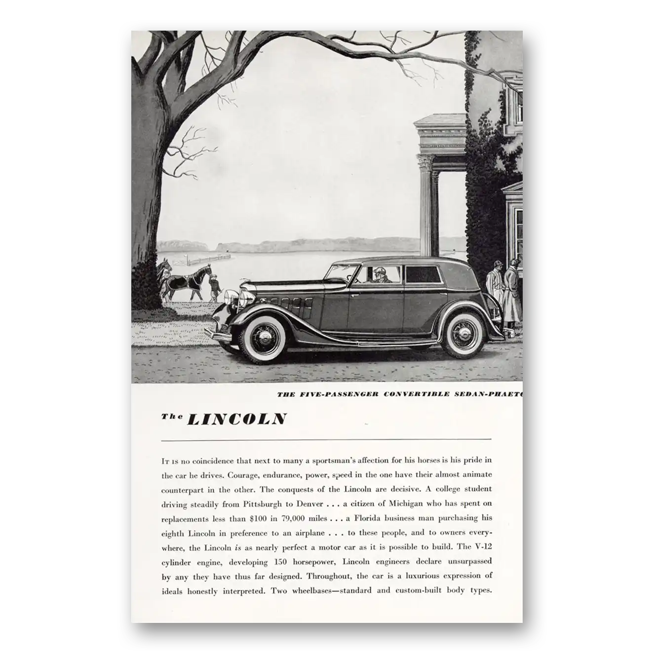 1934 Lincoln Phaeton Convertible Print Ad | No Coincidence