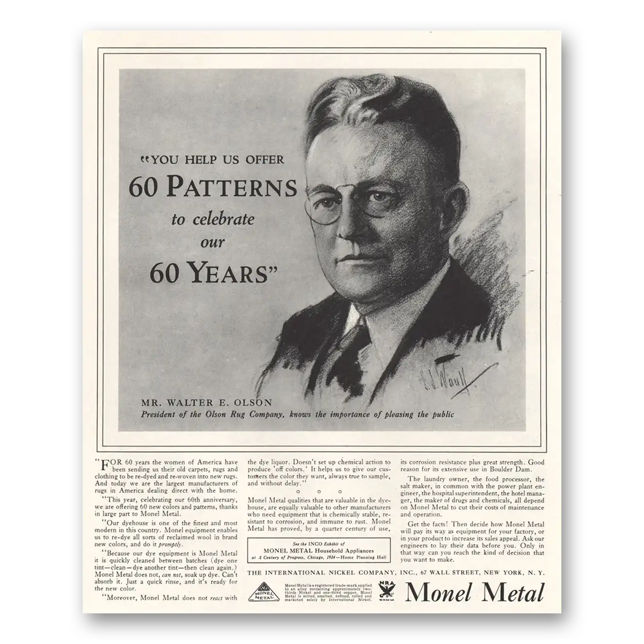 1934 Monel Metal Print Ad | Patterns