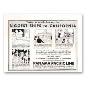 1934 Panama Pacific Line Print Ad | Biggest Ships