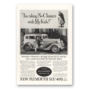 1934 Plymouth Six Print Ad | No Chances