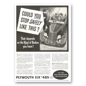 1934 Plymouth Six Print Ad | Stop Safely