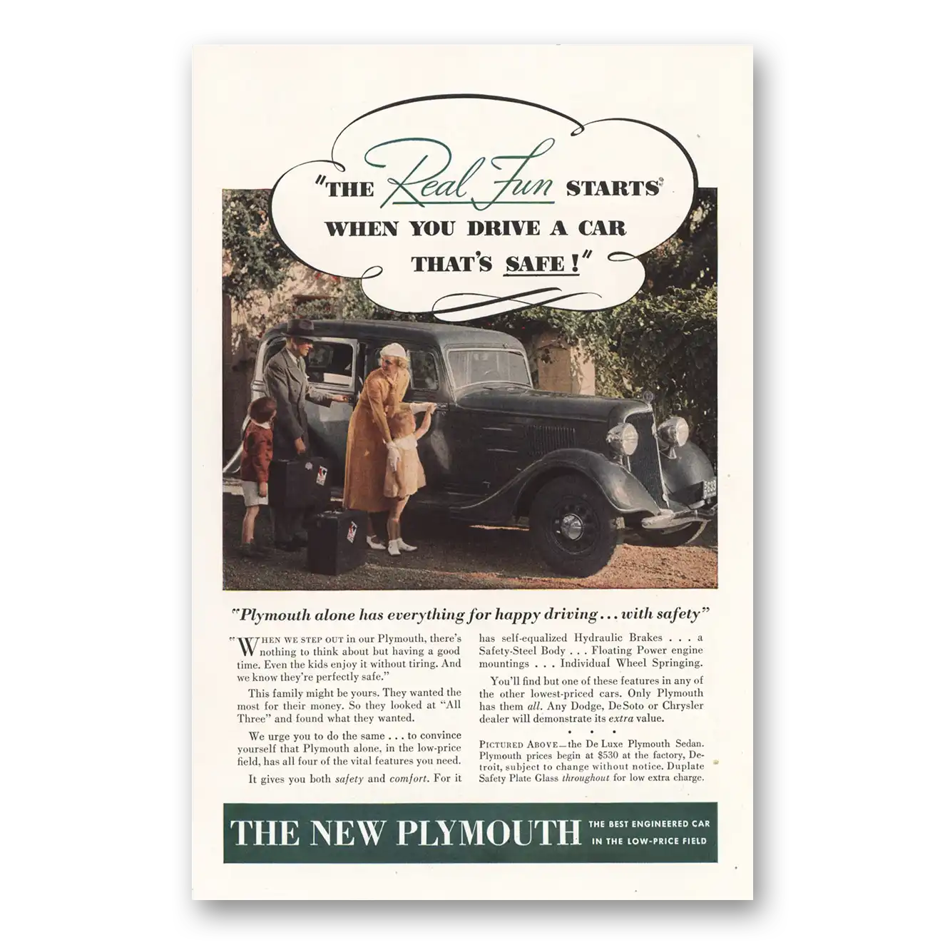 1934 Plymouth Sedan Print Ad | Real Fun