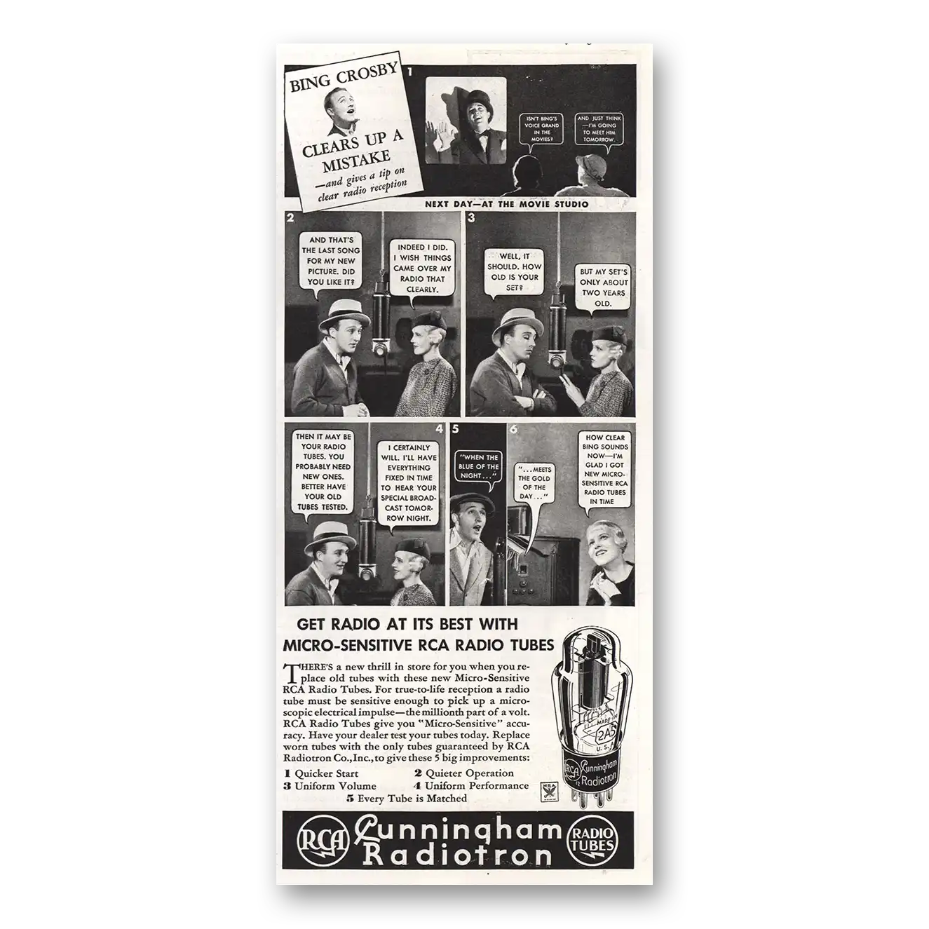 1934 RCA Radiotron Print Ad | Bing Crosby