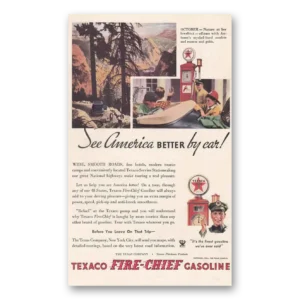 1934 Texaco Fire Chief Gasoline Print Ad | See America