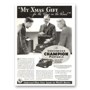 1934 Underwood Portable Typewriter Print Ad | Xmas Gift