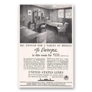 1934 United States Lines Print Ad | Big Enough