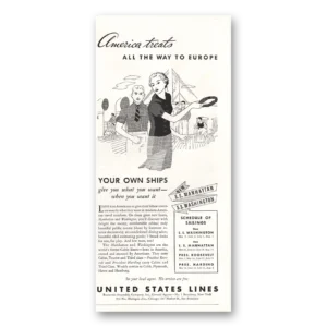 1934 United States Lines Print Ad | America Treats