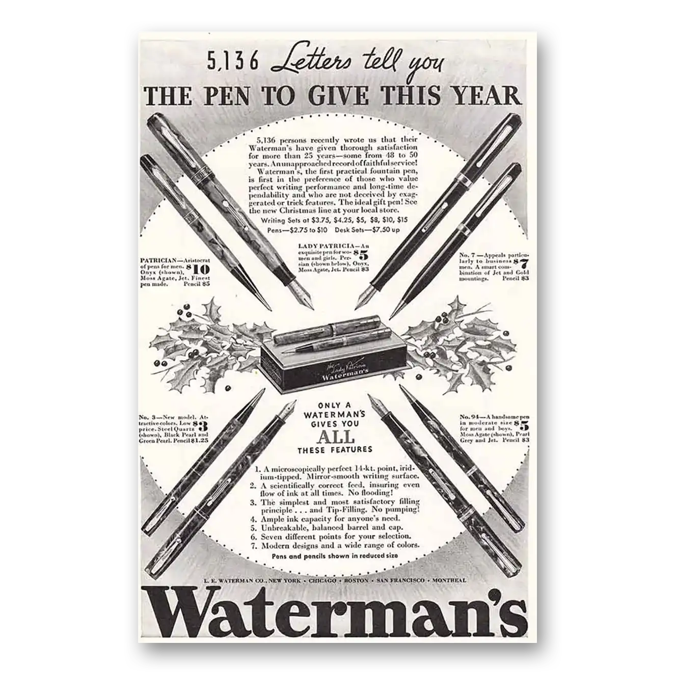1934 Watermans Pen Print Ad | Letters Tell You