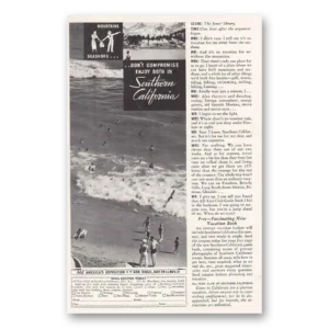 1935 Southern California Print Ad | Mountains