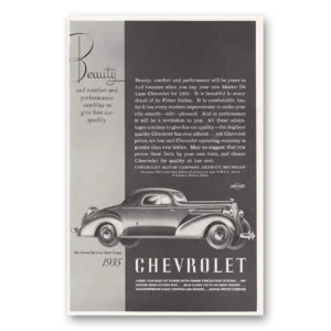 1935 Chevrolet Master De Luxe Print Ad | Beauty Comfort