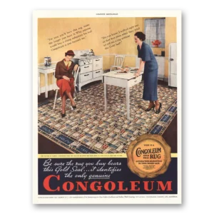 1935 Congoleum Rugs Print Ad | Gold Seal