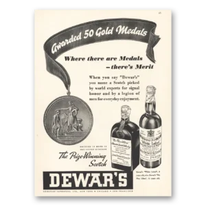 1935 Dewars White Label Print Ad | 50 Gold Medals