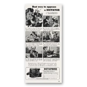 1939 Dictaphone Print Ad | Appease Dictator