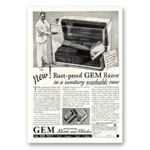 1935 Gem Razor and Blades Print Ad | Sanitary Washable