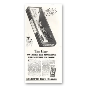 1935 Gillette Blue Blades Print Ad | Cheer His Mornings